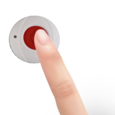 knop met vinger Alarmknop voor thuis en op het werk